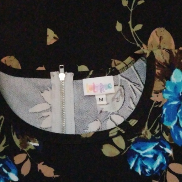 LuLaRoe Dress, Bright Blue Flowers Medium - Picture 5 of 8